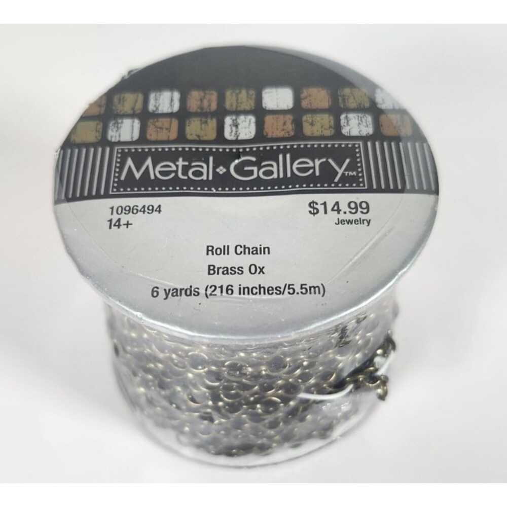 Roll Chain Spool 6 Yds Brass Ox by Metal Gallery NIP Craft Jewelry 5.5m